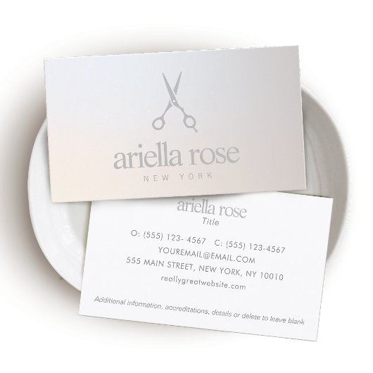 Elegante Friseurschere Leuchtende Strahlen Visitenkarte
