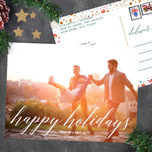 Elegante Frohe Feiertage Weihnachtsfoto Feiertagspostkarte