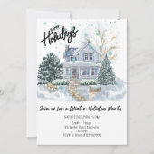 Elegante "Frohe Feiertage" Winterparty Einladung (Vorderseite)