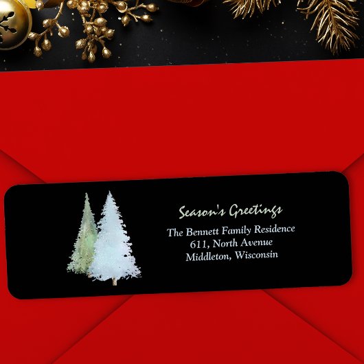 Elegante Frohe Festtage Pine Tree Rücksendeadresse