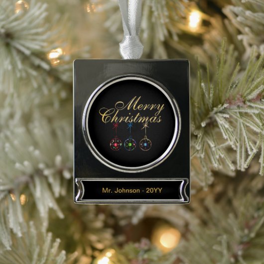 Elegante Frohe Weihnachten Banner-Ornament Silber (Baum)