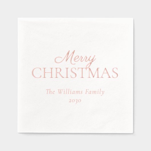 Elegante Frohe Weihnachten Einfaches Party Rose Go Servietten Mit Folie (Vorderseite)