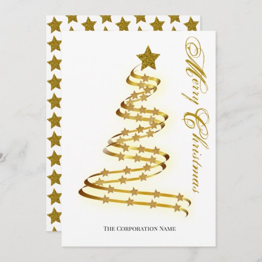 Elegante Frohe Weihnachten Gold Tree Stars Abstrak (Vorne/Hinten)
