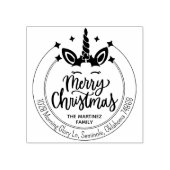 Elegante Frohe Weihnachts-Einhorn-Rücksendeadresse Gummistempel (Prägung)