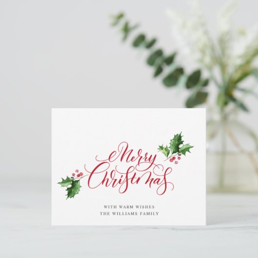 Elegante Frohe Weihnachts-Grußkarte Postkarte (Stehend Vorderseite)