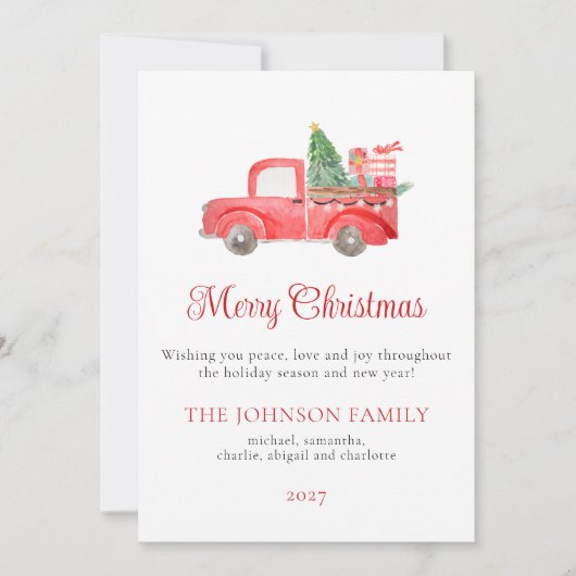 Elegante Frohe Weihnachts Red Truck Urlaubskarte Einladung (Vorderseite)