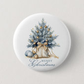 Elegante Frohe Weihnachtsbaum Gold Button (Vorderseite)
