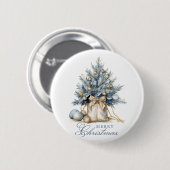 Elegante Frohe Weihnachtsbaum Gold Button (Vorne & Hinten)