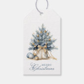 Elegante Frohe Weihnachtsbaum Gold Geschenkanhänger (Vorderseite)