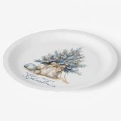 Elegante Frohe Weihnachtsbaum Gold Pappteller (Schrägansicht)