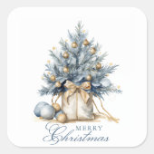 Elegante Frohe Weihnachtsbaum Gold Quadratischer Aufkleber (Vorderseite)