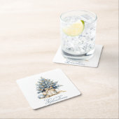 Elegante Frohe Weihnachtsbaum Gold Rechteckiger Pappuntersetzer (Vor Ort)