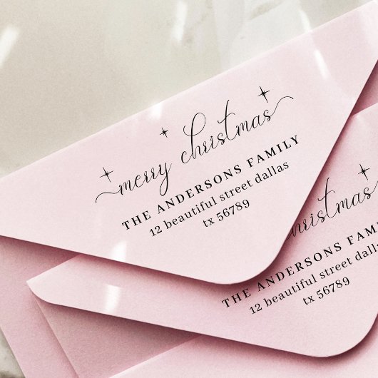 Elegante frohe Weihnachtsfamilie Rücksendeadresse Permastempel