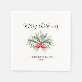 Elegante frohe Weihnachtsfamilie Wasserfarbenwelt Serviette