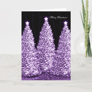 Elegante Frohe Weihnachtsfeiertage Lila Sparkle Feiertagskarte