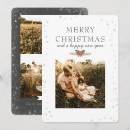 Elegante Frohe Weihnachtsfoto Collage Snowflake  Feiertagskarte