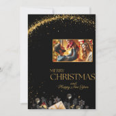 Elegante Frohe Weihnachtskarte mit familiärem Foto Einladung (Vorderseite)