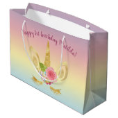 Elegante fröhliche Gold Glitzer zum ersten Geburts Große Geschenktüte (Rückseite Schrägansicht)