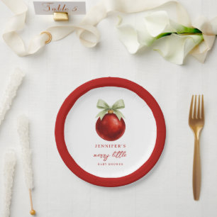 Elegante fröhliche kleine Weihnachts-Baby-Party Pappteller