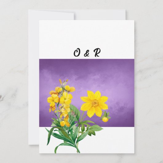 Elegante fröhliche violette Blume Einladung (Rückseite)