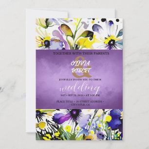 Elegante fröhliche violette Blumen Einladung