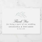 Elegante Fronds Mini Weinflasche Danke Label Schaumweinetikett (Einzelnes Label)