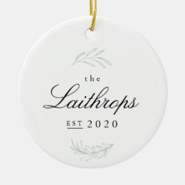 Elegante Fronds Neu verheiratete erste Weihnachtsf Keramik Ornament