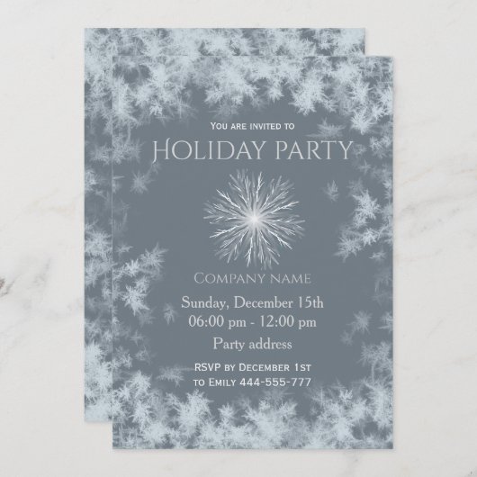 Elegante Frostschneeflocke Feiertag Unternehmen Einladung (Vorne/Hinten)