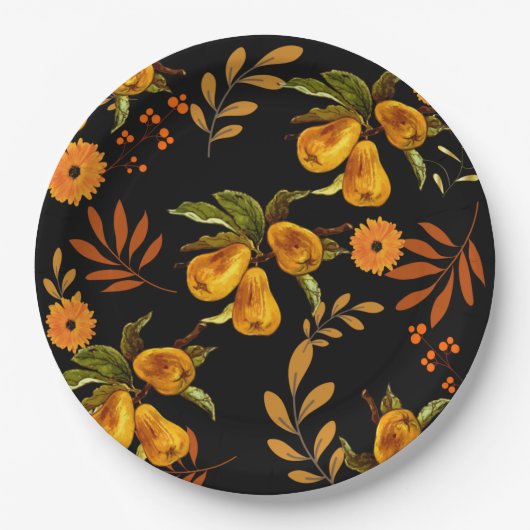 Elegante Frucht- und Berry-Fall/Erntedank-Platte Pappteller (Vorderseite)