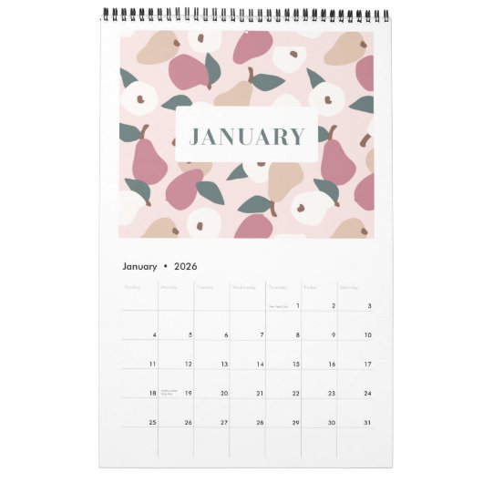 Elegante Fruchtmuster Kalender (Jan 2026)