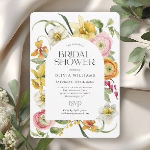 Elegante Frühlings-Aquarell-Blumen-Brautparty Einladung