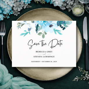 Elegante Frühlings-Hochzeit in staubigem Blau mit  Save The Date