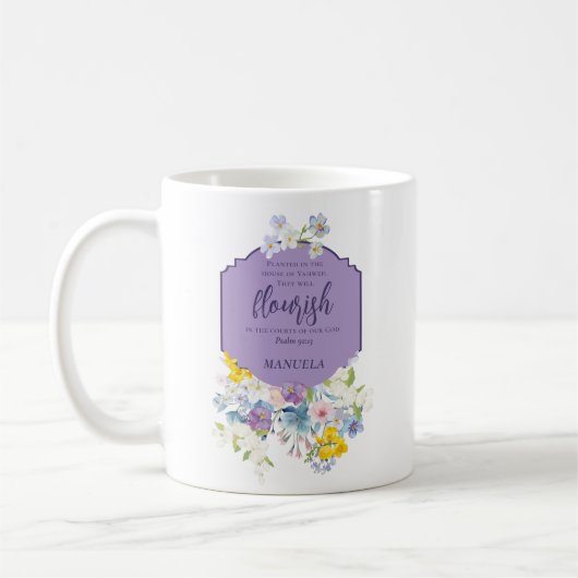 Elegante Frühlingsbläserbibel Personalisiert Kaffeetasse (Links)