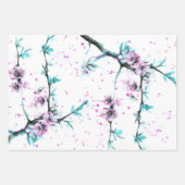 Elegante Frühlingsblossom Rosa Wasserfarben Kunst Geschenkpapier Set (Vorderseite 2)