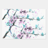 Elegante Frühlingsblossom Rosa Wasserfarben Kunst Geschenkpapier Set (Vorderseite)