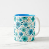 Elegante Frühlingsblumen Blau Zweifarbige Tasse (VorderseiteRechts)