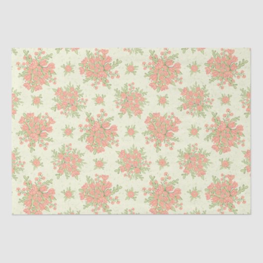 Elegante Frühlingsblumen Peach Orange 2024 Seidenpapier (Vorderseite)