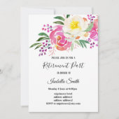 elegante Frühlingsblumen rosa Blütenpensionierung Einladung (Vorderseite)