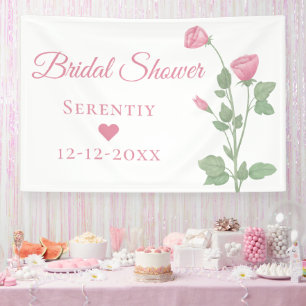 Elegante Frühlingsblumen Rosa Florale Brautparty Banner