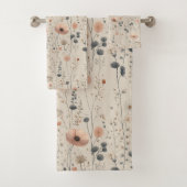 Elegante Frühlingsblumen Rosa Grau Badhandtuch Set (Insitu)