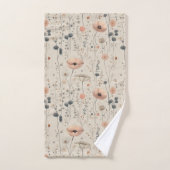 Elegante Frühlingsblumen Rosa Grau Badhandtuch Set (Handtuch)