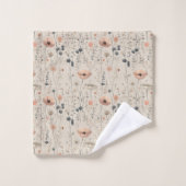 Elegante Frühlingsblumen Rosa Grau Badhandtuch Set (Waschlappen)