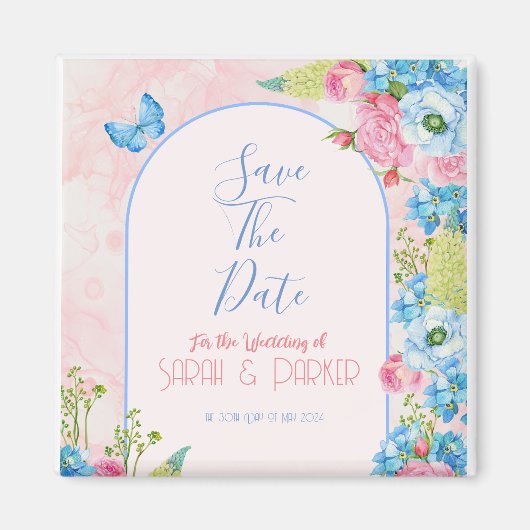 Elegante Frühlingsblumen Save the Date Magnet (Vorne)