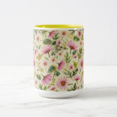 Elegante Frühlingsblumen Zweifarbige Tasse (Mittel)