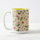 Elegante Frühlingsblumen Zweifarbige Tasse (Links)