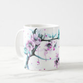 Elegante Frühlingsblüte Rosa Blüte Wasserfarben Ku Kaffeetasse (Vorderseite Links)