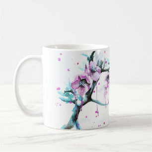 Elegante Frühlingsblüte Rosa Blüte Wasserfarben Ku Kaffeetasse
