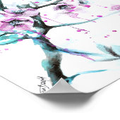 Elegante Frühlingsblüte Rosa Blüte Wasserfarben Ku Poster (Ecke)