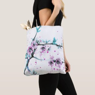 Elegante Frühlingsblüte Rosa Blüte Wasserfarben Ku Tasche