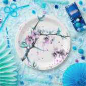 Elegante Frühlingsblüte Rosa Blütenfarbe Pappteller (Party)